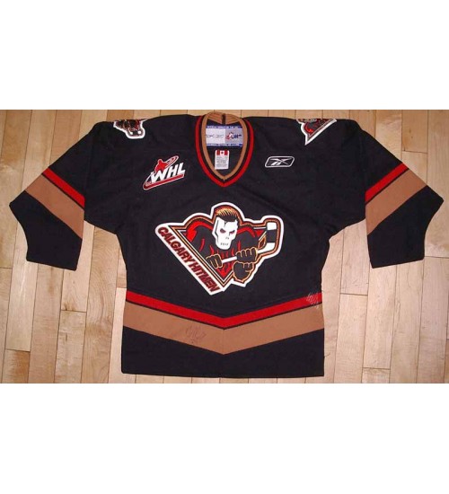 Custom WHL Calgary Hitmen 98 09 Road Hockey Jersey Black